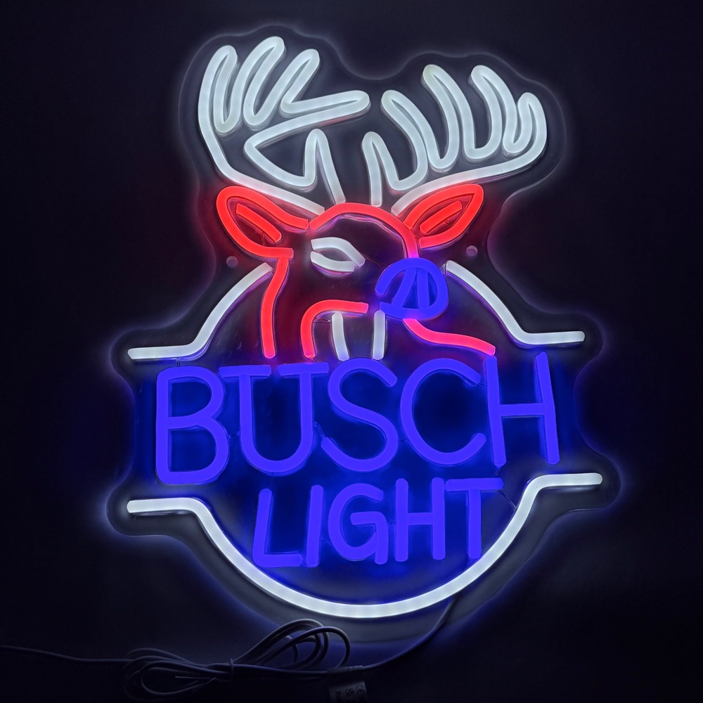 Busch Light LED Neon Sign Buck Deer Beer Bar Wall Decor USB Powered 16x12 NEW